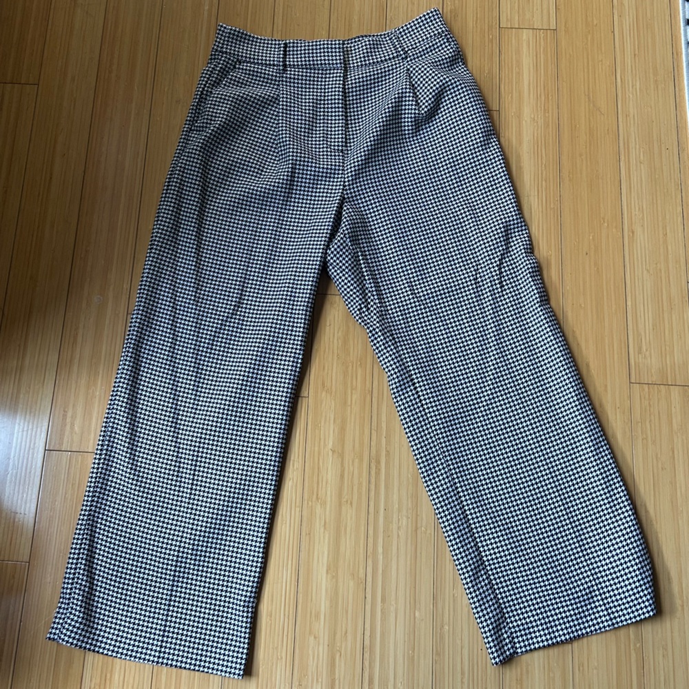 LOFT Petite Houndstooth Wide Leg Pants